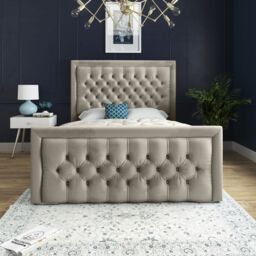 DS Living Kingston Upholstered Soft Cream Velvet Bed Frame in Beige - Size: Single - thumbnail 3