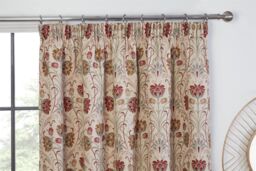 Sundour Aylesbury Floral Pencil Pleat Curtains in Beige - Size: 168 cm width x 229 cm drop - thumbnail 2