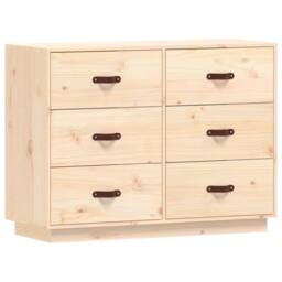Berkfield Home Sideboard 100x40x75 cm Solid Wood Pine in Brown - Size: 100 x 40 x 75 cm - thumbnail 2
