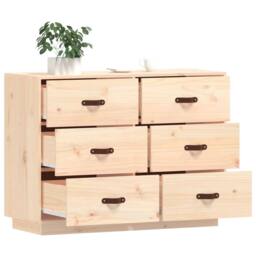 Berkfield Home Sideboard 100x40x75 cm Solid Wood Pine in Brown - Size: 100 x 40 x 75 cm - thumbnail 4