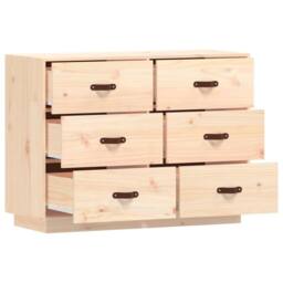 Berkfield Home Sideboard 100x40x75 cm Solid Wood Pine in Brown - Size: 100 x 40 x 75 cm - thumbnail 6