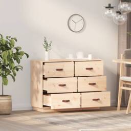 Berkfield Home Sideboard 100x40x75 cm Solid Wood Pine in Brown - Size: 100 x 40 x 75 cm - thumbnail 3