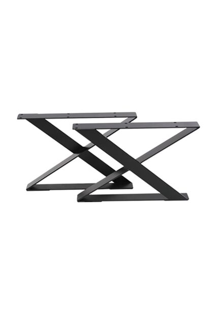 Living and Home 40x5x30cm Industrial Heavy Duty X Shape Iron Table Legs in Black - Size: 40 x 5 x 30 cm - image 1
