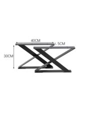 Living and Home 40x5x30cm Industrial Heavy Duty X Shape Iron Table Legs in Black - Size: 40 x 5 x 30 cm - thumbnail 4