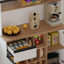 Merax High Kitchen Storage Cabinet with High Gloss Doors & Storage in White - thumbnail 9