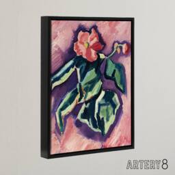 "Artery8 Pink Begonias Abstract Painting Hartley Black Framed Canvas Wall Art - Size: W12"" x H16""" - thumbnail 2
