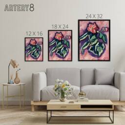 "Artery8 Pink Begonias Abstract Painting Hartley Black Framed Canvas Wall Art - Size: W12"" x H16""" - thumbnail 4