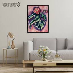 "Artery8 Pink Begonias Abstract Painting Hartley Black Framed Canvas Wall Art - Size: W12"" x H16""" - thumbnail 3