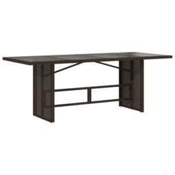 Berkfield Home Garden Table with Glass Top Brown 190x80x74 cm Poly Rattan - Size: 190 x 80 x 74 cm - thumbnail 2