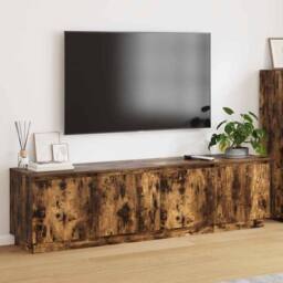 Berkfield Home TV Cabinet with LED Smoky Oak 180x38x49 cm Engineered Wood in Brown - Size: 180 x 38 x 49 cm - thumbnail 2