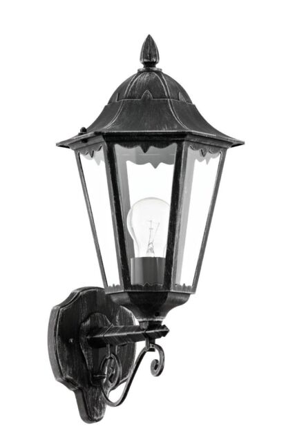 Eglo Navedo Clear Metal & Glass IP44 Outdoor Wall Light in Black - image 1