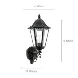 Eglo Navedo Clear Metal & Glass IP44 Outdoor Wall Light in Black - thumbnail 3