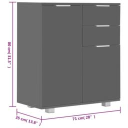 Berkfield Home Sideboard High Gloss Grey 71x35x76 cm Engineered Wood - Size: 71 x 35 x 76 cm - thumbnail 9