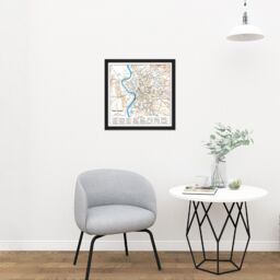 "Artery8 Wall Art Print Map Antique Historic 1870 Ancient Rome City Plan Replica Square Framed Picture 16X16 Inch in Black - Size: W16"" x H16""" - thumbnail 2