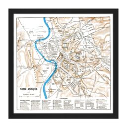 "Artery8 Wall Art Print Map Antique Historic 1870 Ancient Rome City Plan Replica Square Framed Picture 16X16 Inch in Black - Size: W16"" x H16""" - thumbnail 1