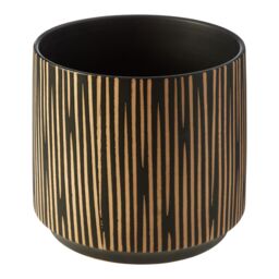 Orsina Large Black & Cream Ceramic Planter for Home, Handcrafted Modern Tall Cylindrical Planter In Black & Cream - thumbnail 3