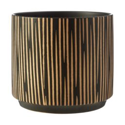 Orsina Large Black & Cream Ceramic Planter for Home, Handcrafted Modern Tall Cylindrical Planter In Black & Cream