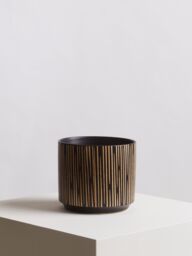 Orsina Large Black & Cream Ceramic Planter for Home, Handcrafted Modern Tall Cylindrical Planter In Black & Cream - thumbnail 4