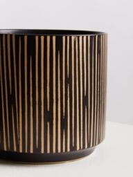 Orsina Large Black & Cream Ceramic Planter for Home, Handcrafted Modern Tall Cylindrical Planter In Black & Cream - thumbnail 5