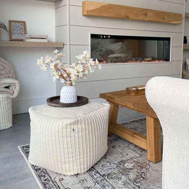 rucomfy Beanbags rucomfy Indoor Jumbo Cord Bean Bag Footstool - Cube Pouffe in Ivory - image 1