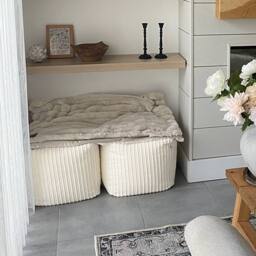 rucomfy Beanbags rucomfy Indoor Jumbo Cord Bean Bag Footstool - Cube Pouffe in Ivory - thumbnail 2