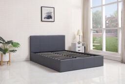 KOSY KOALA Ottoman Bed Gas Lift Storage Leather Grey 3ft Single Pine Wood Bedroom - thumbnail 1