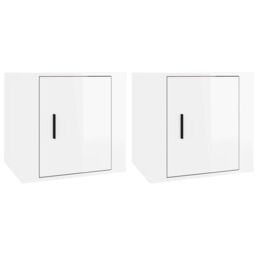 Berkfield Home Bedside Cabinets 2 pcs High Gloss White 50x39x47 cm - Size: 50 x 39 x 47 cm - thumbnail 2