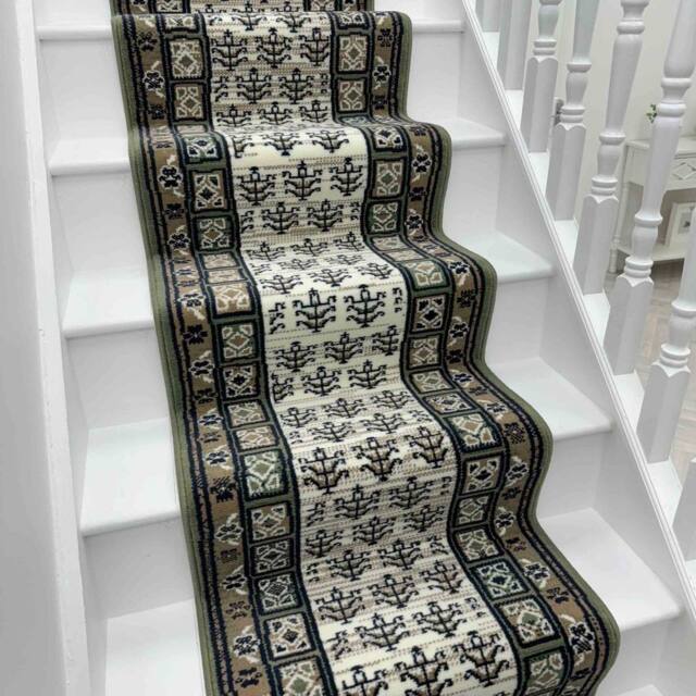 runrug Stair Runner Carpet for Staircases - Soft & Comfy, 9mm - 'Mayan' in Green - Size: 60 cm x 600 cm - image 1