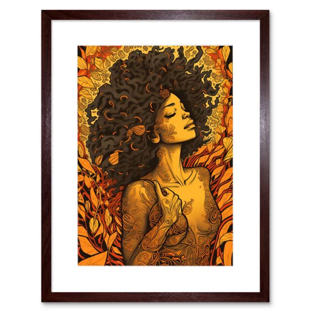 "Artery8 Wall Art Print I'm an Autumn Amber & Red Modern Artwork Framed 9X7 Inch in Brown - Size: W7"" x H9""" - image 1