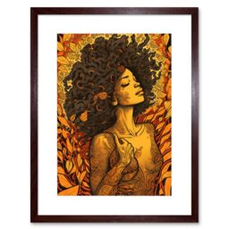 "Artery8 Wall Art Print I'm an Autumn Amber & Red Modern Artwork Framed 9X7 Inch in Brown - Size: W7"" x H9""" - thumbnail 1