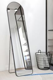 Living and Home Modern Arched Metal Frame Full Length Mirror in Black - thumbnail 4
