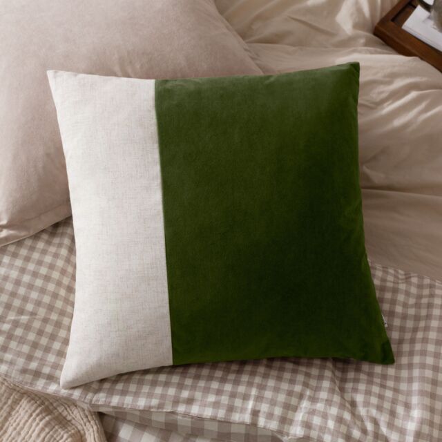Yard Morden Soft-Washed Velvet Cushion in Dark Olive - Size: 50 cm x 50 cm - image 1