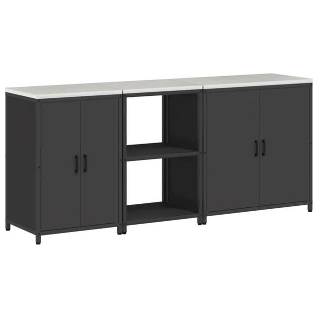 Berkfield Home with Shelf Other with Storage with Door 3 pcs Black Cold-rolled steel