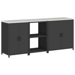 Berkfield Home with Shelf Other with Storage with Door 3 pcs Black Cold-rolled steel - thumbnail 1