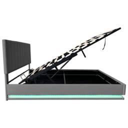 BTM Grey 5ft King Ottoman Bed with LED, Hydraulic Storage & Headboard - thumbnail 8
