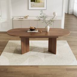 ModernLuxe Modern oval extendable dining table 120-160cm for 4-6 people in Walnut - thumbnail 5