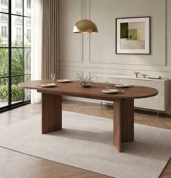 ModernLuxe Modern oval extendable dining table 120-160cm for 4-6 people in Walnut - thumbnail 2