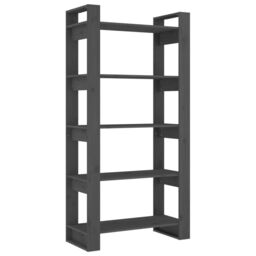 Berkfield Home Book Cabinet/Room Divider Grey 80x35x160 cm Solid Wood - Size: 80 x 35 x 160 cm - thumbnail 2