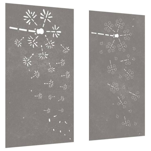 Berkfield Home Garden Wall Decorations 2pcs 105x55cm Corten Steel Flower Design in Brown - Size: 105x55 cm - image 1