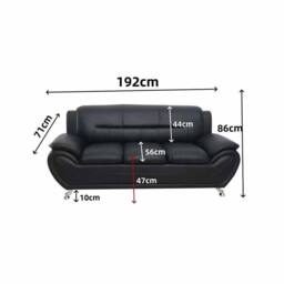 LUXURY LIFE Eden Faux Leather Sofa Set in Black - thumbnail 2