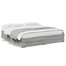Berkfield Home Bed Frame with Drawers without Mattress Grey Sonoma 200x200 cm - thumbnail 2