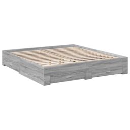 Berkfield Home Bed Frame with Drawers without Mattress Grey Sonoma 200x200 cm - thumbnail 3