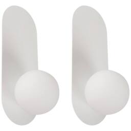 Wyld and Coco Set of 2 White Metal Wall Lamps Vintage Style Opaque Glass - thumbnail 2