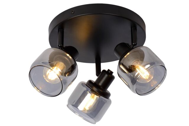 Lucide 'BJORN' Dimmable Rotatable Stylish Indoor Ceiling Spotlight 3xE14 in Black - image 1