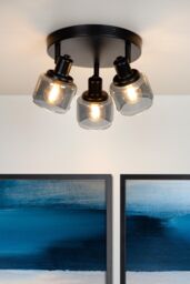Lucide 'BJORN' Dimmable Rotatable Stylish Indoor Ceiling Spotlight 3xE14 in Black - thumbnail 4