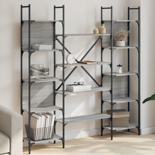 Berkfield Home Bookshelf Grey Sonoma 155.5x24x166.5 cm Engineered Wood - image 1