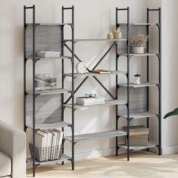 Berkfield Home Bookshelf Grey Sonoma 155.5x24x166.5 cm Engineered Wood - thumbnail 1