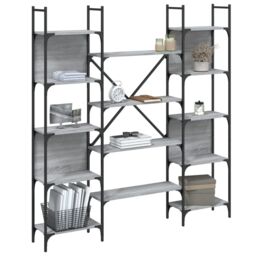 Berkfield Home Bookshelf Grey Sonoma 155.5x24x166.5 cm Engineered Wood - thumbnail 4