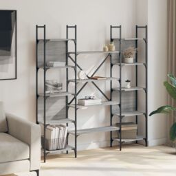 Berkfield Home Bookshelf Grey Sonoma 155.5x24x166.5 cm Engineered Wood - thumbnail 3