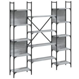 Berkfield Home Bookshelf Grey Sonoma 155.5x24x166.5 cm Engineered Wood - thumbnail 2